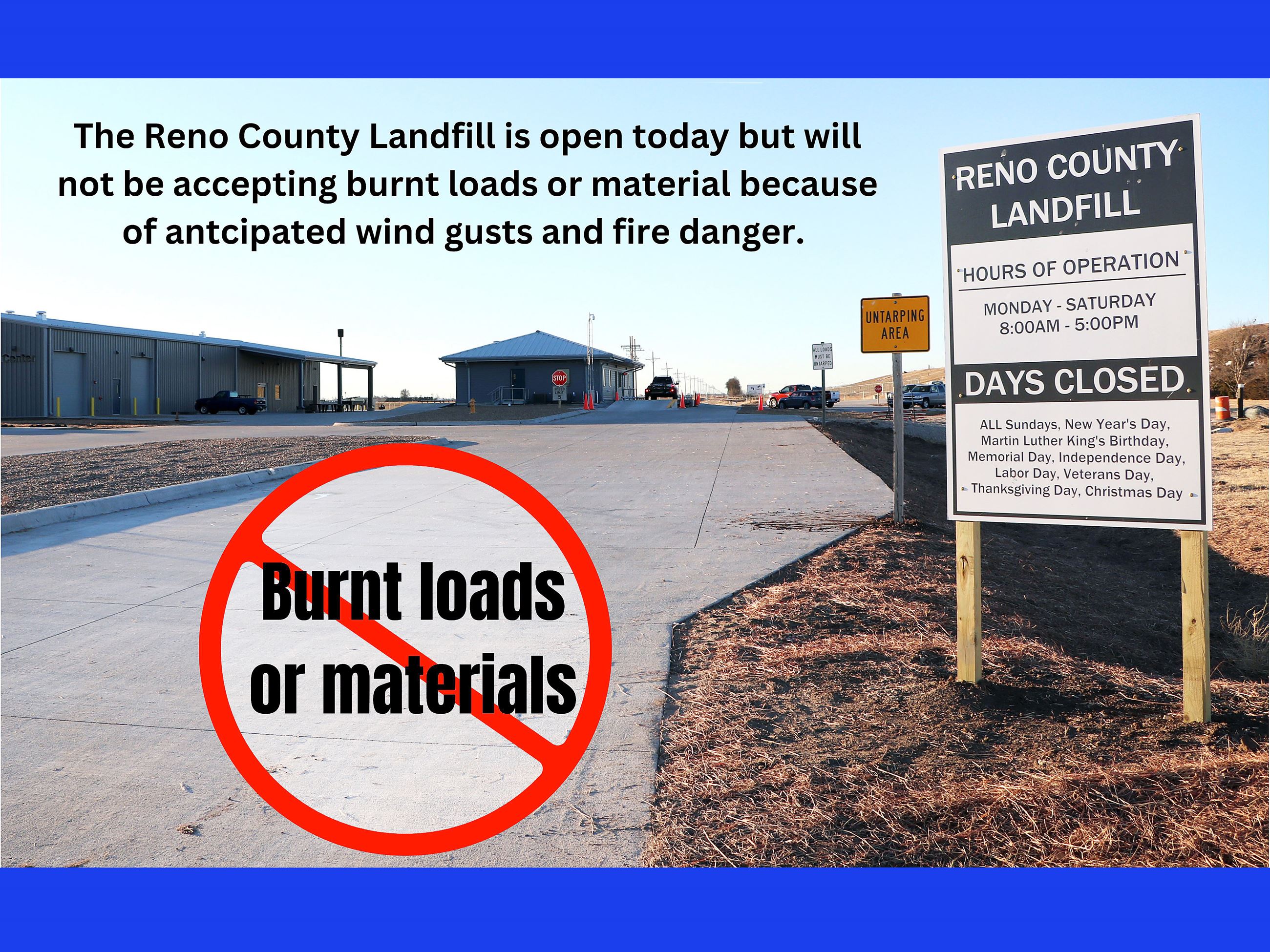 Landfill not accepting burnt loads Tuesday because of fire danger - News Image